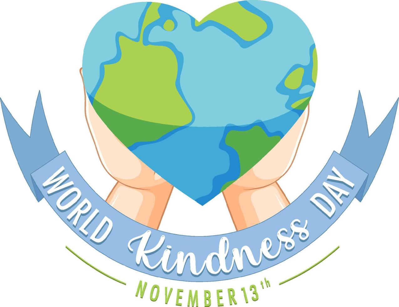 Earth in heart shape in world kindness day concept vector