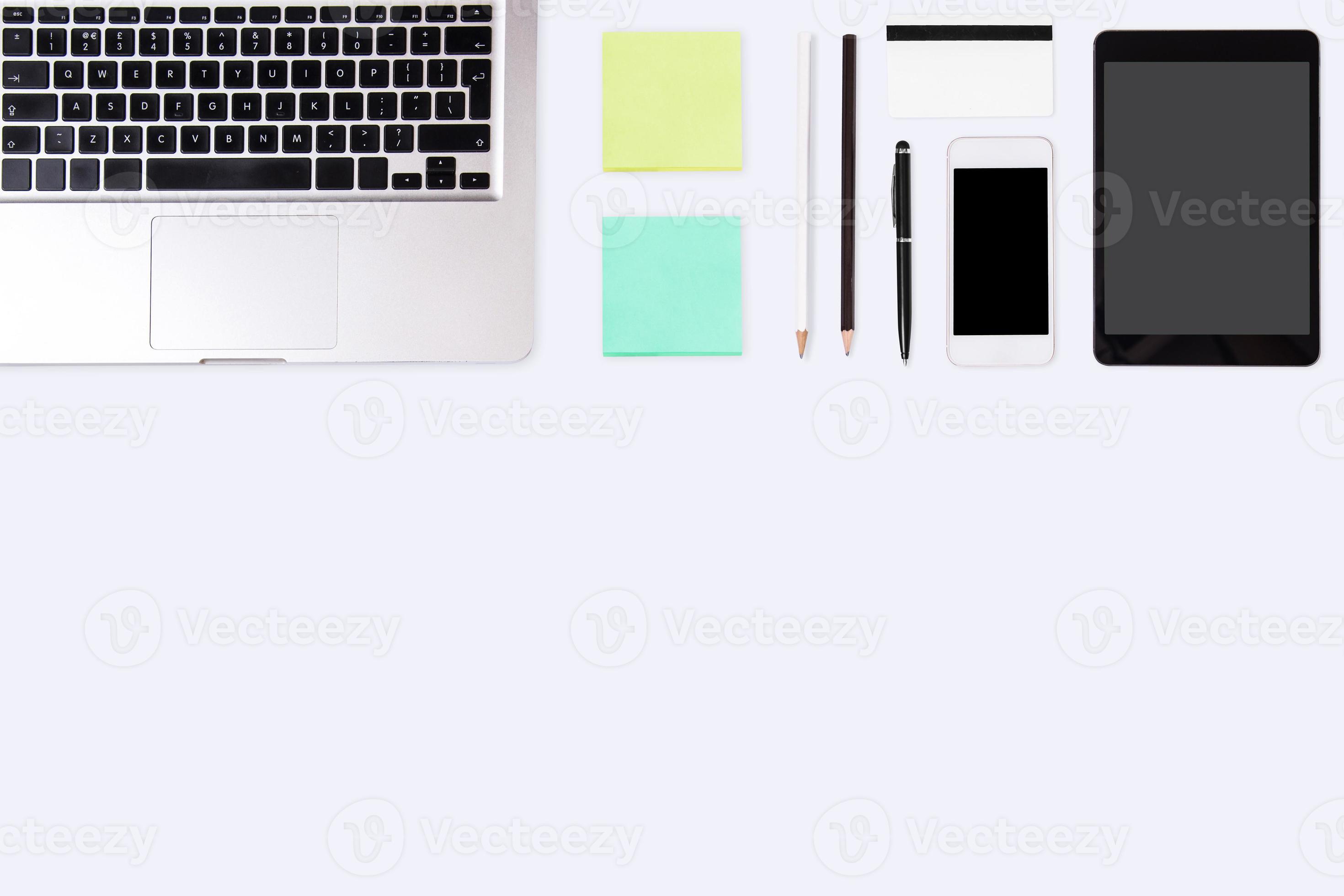 Top view of white office desk table. 12724584 Stock Photo at Vecteezy