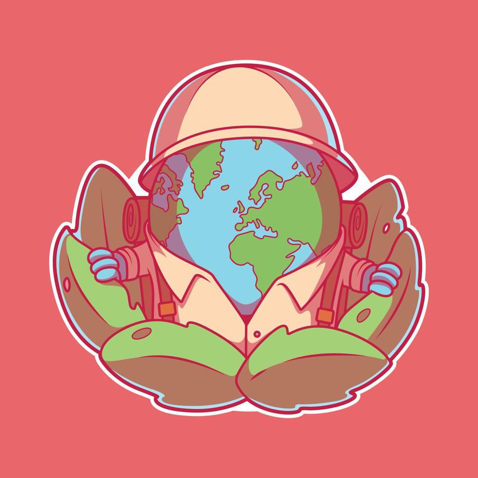 World character lost in the forest vector illustration. Environment, protection, ecology design concept.