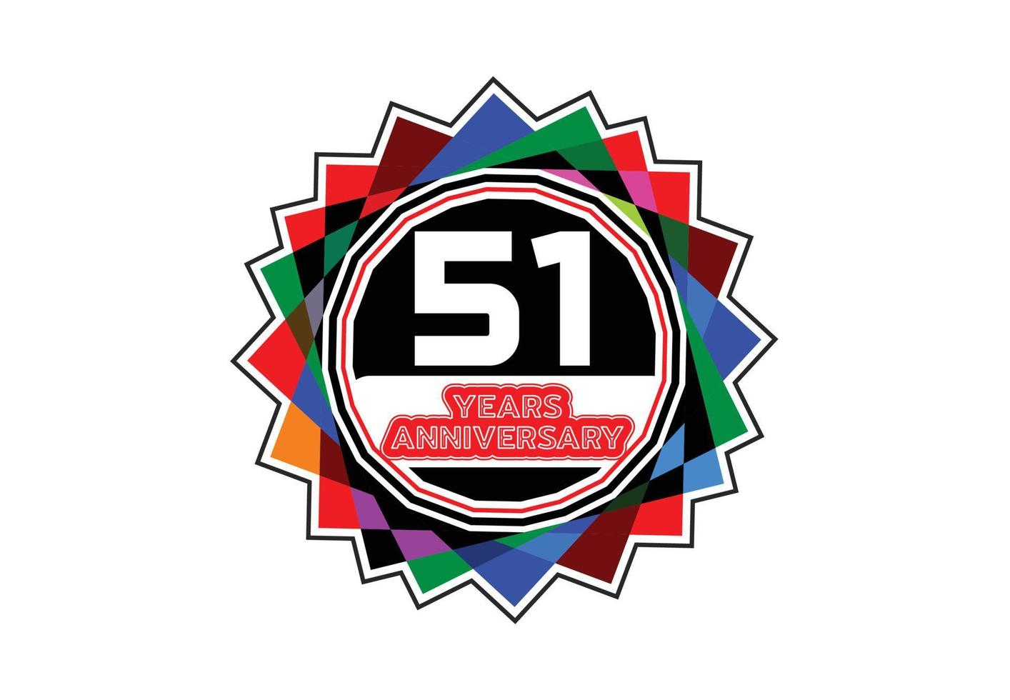 51 years anniversary logo and sticker design vector