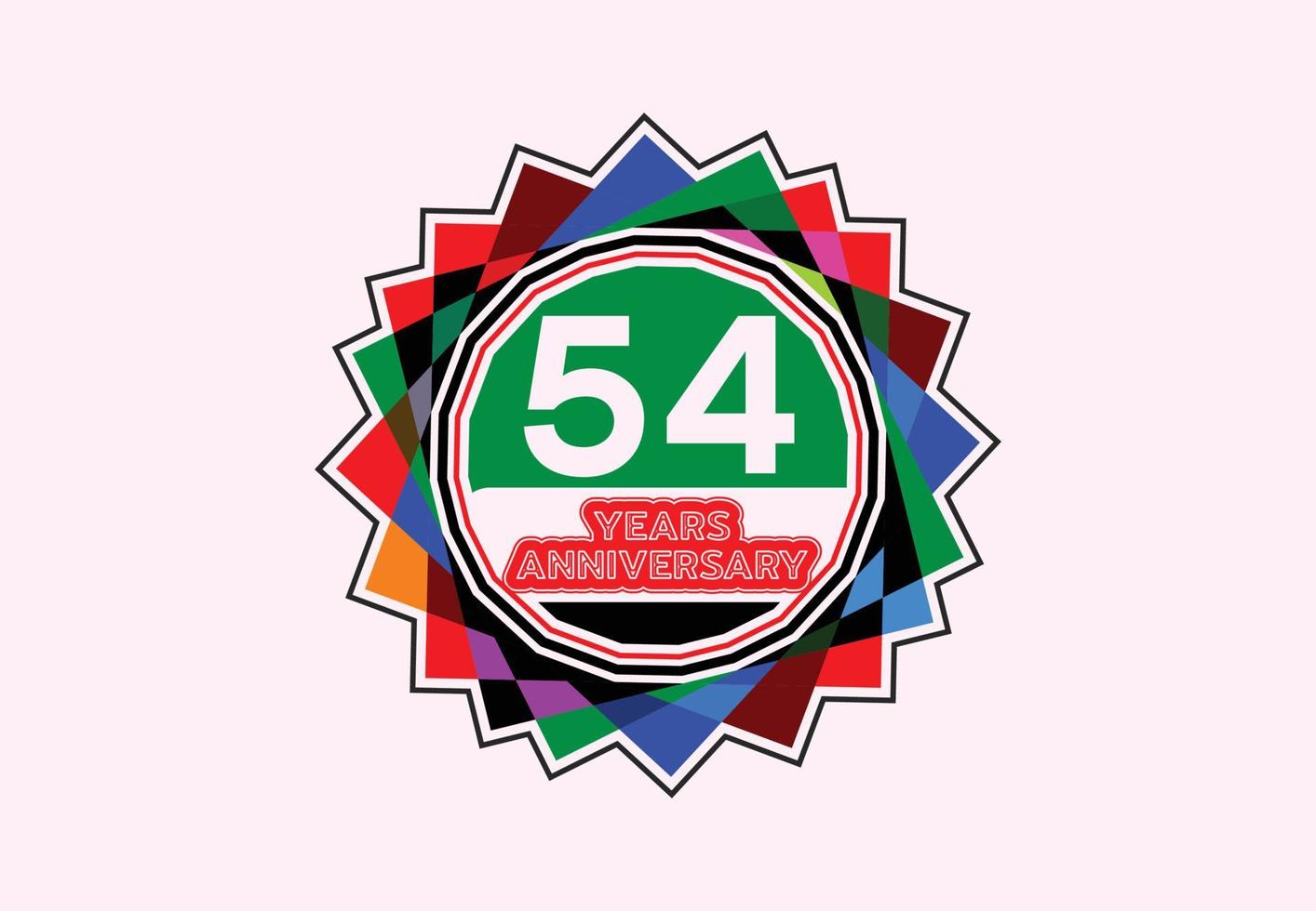 Diseño de logotipo y pegatina de aniversario de 54 años. vector