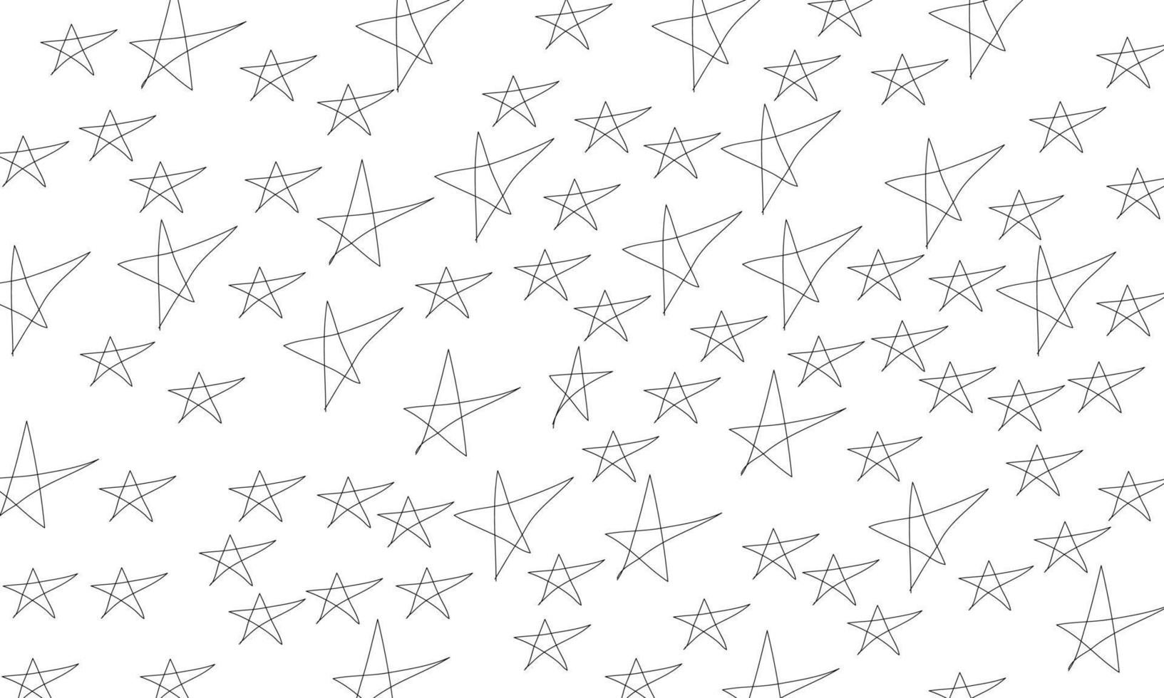 estilo de dibujo lineal de estrellas dibujadas a mano en blanco y negro abstracto único vector