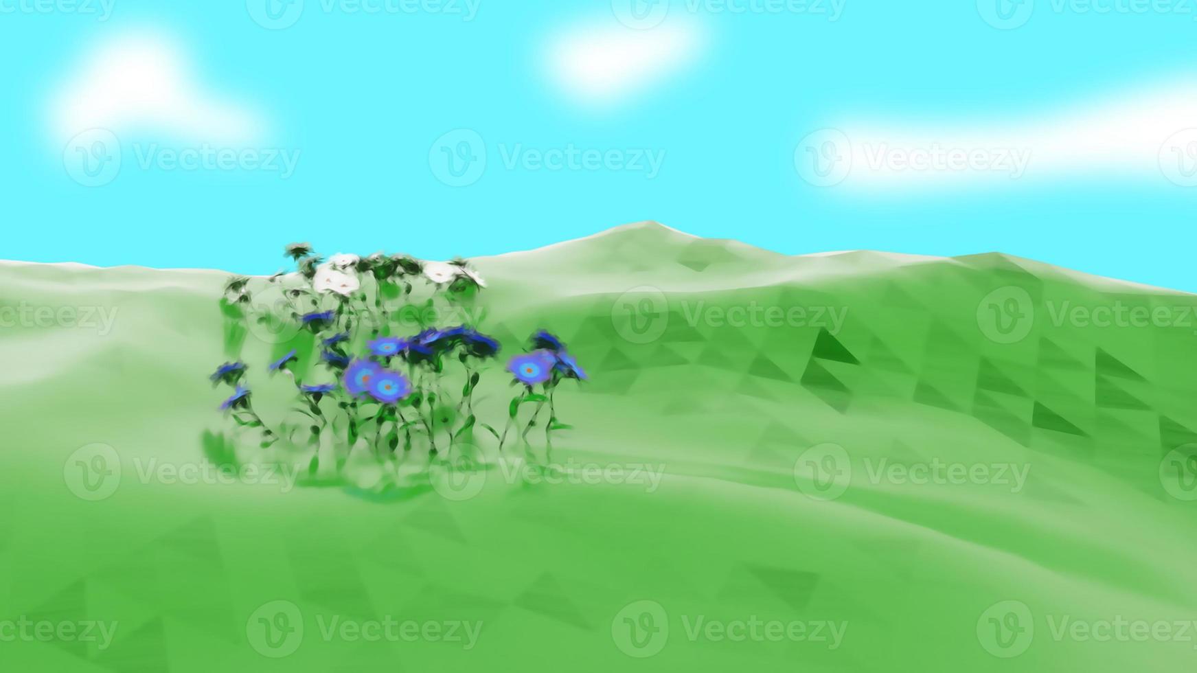 ilustración digital de paisaje de verano verde abstracto foto