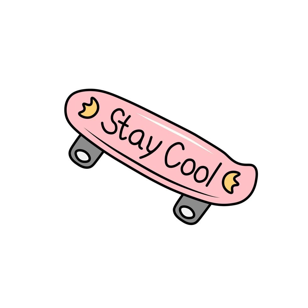 Skateboard illustration in doodle style vector