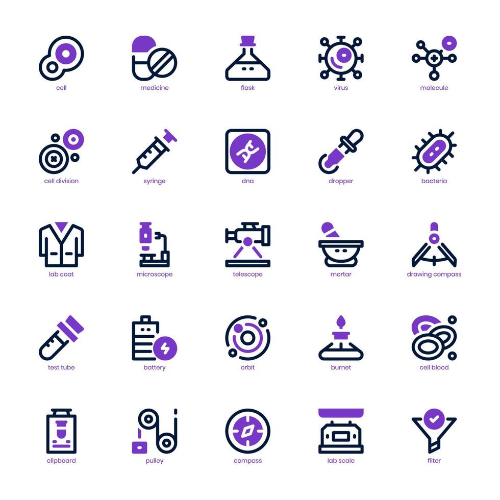 Science icon pack for your website, mobile, presentation, and logo design. Science icon mixed line and solid design. Vector graphics illustration and editable stroke.