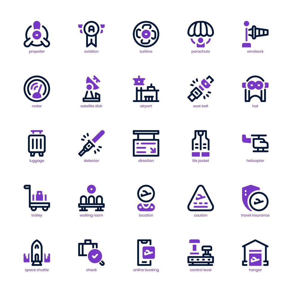 Aviation icon pack for your website, mobile, presentation, and logo design. Aviation icon mixed line and solid design. Vector graphics illustration and editable stroke.
