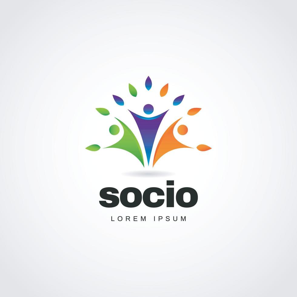 icono de símbolo de signo de logotipo de vida social colorido vector