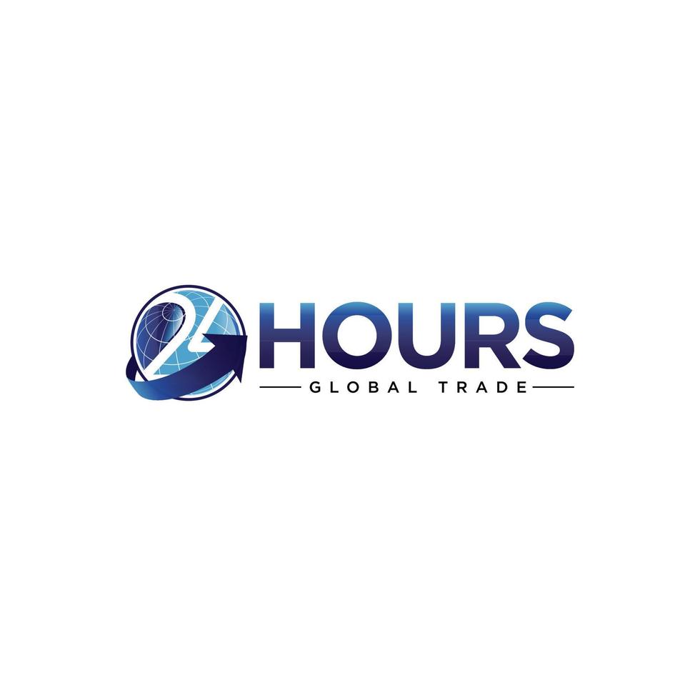 24 Hours Global Trade With Globe Symbol vector