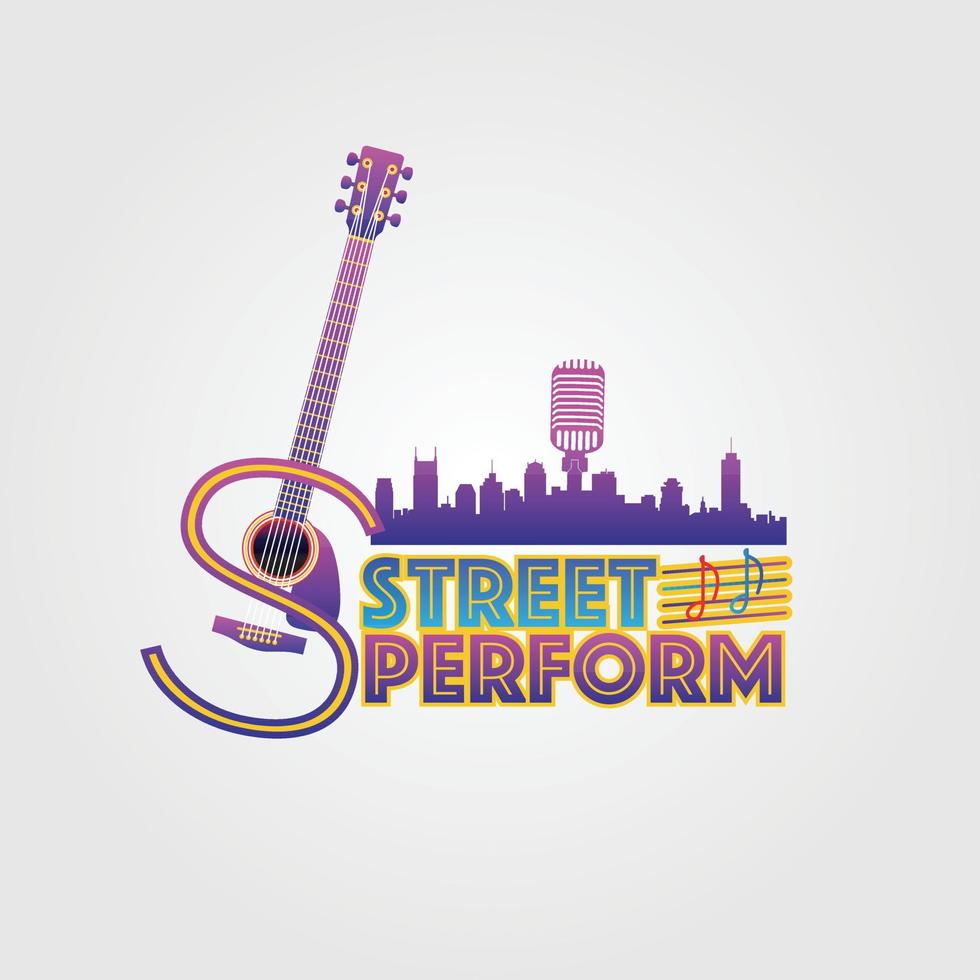 Neon Style Street Perform Logo Symbol vector