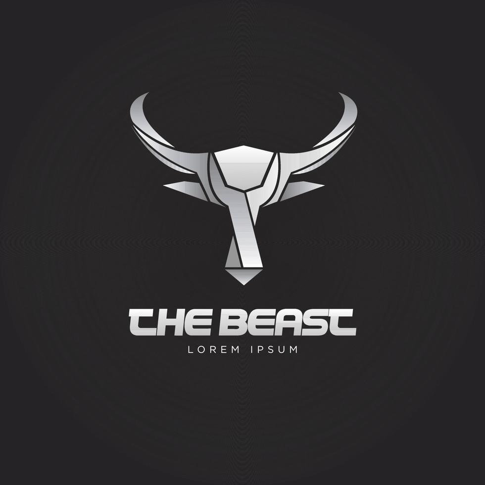 Simple Silver Bull Metal Logo Design Template 12724980 Vector Art at