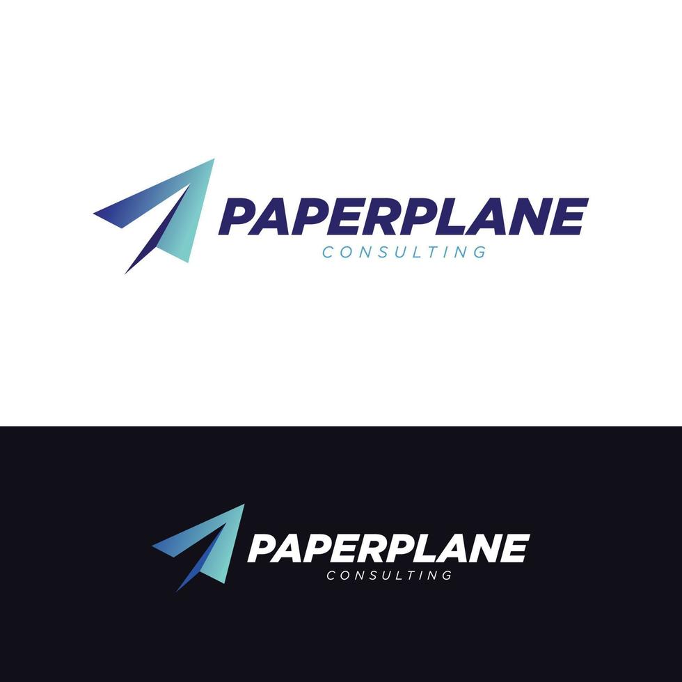 plantilla de diseño de logotipo de avión de papel azul creativo vector