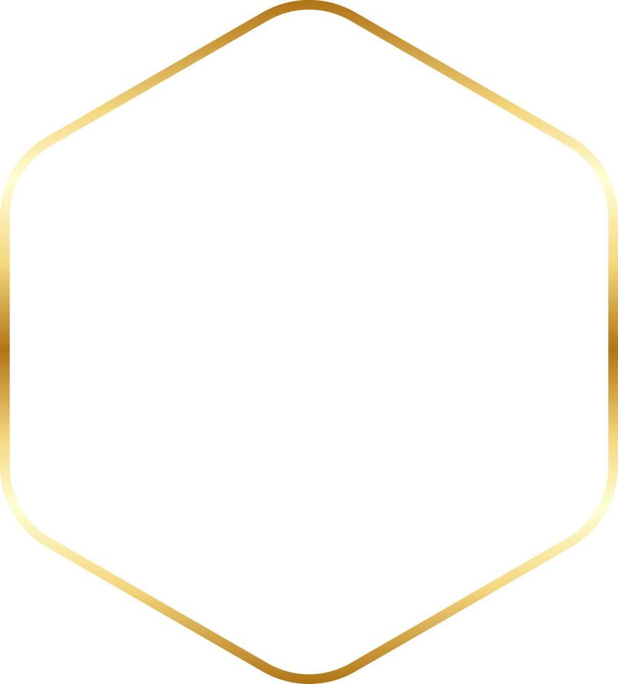 Round Hexagonal Gold Border Frame Vector