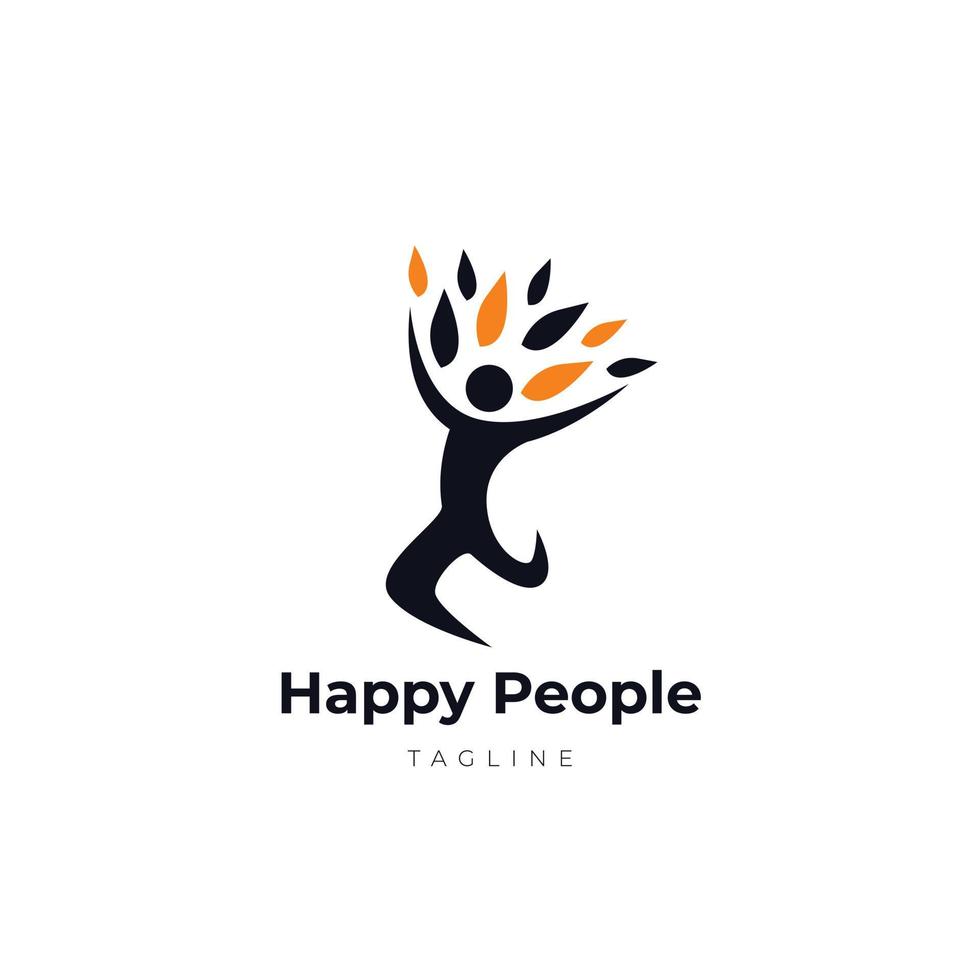 Happy Jump People Logo Symbol Icon vector