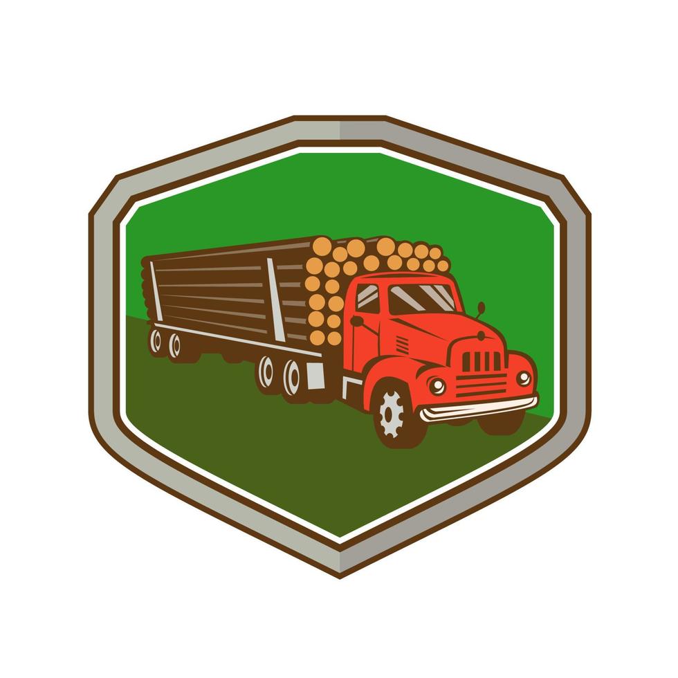 Truck Vintage Logging Shield Retro vector