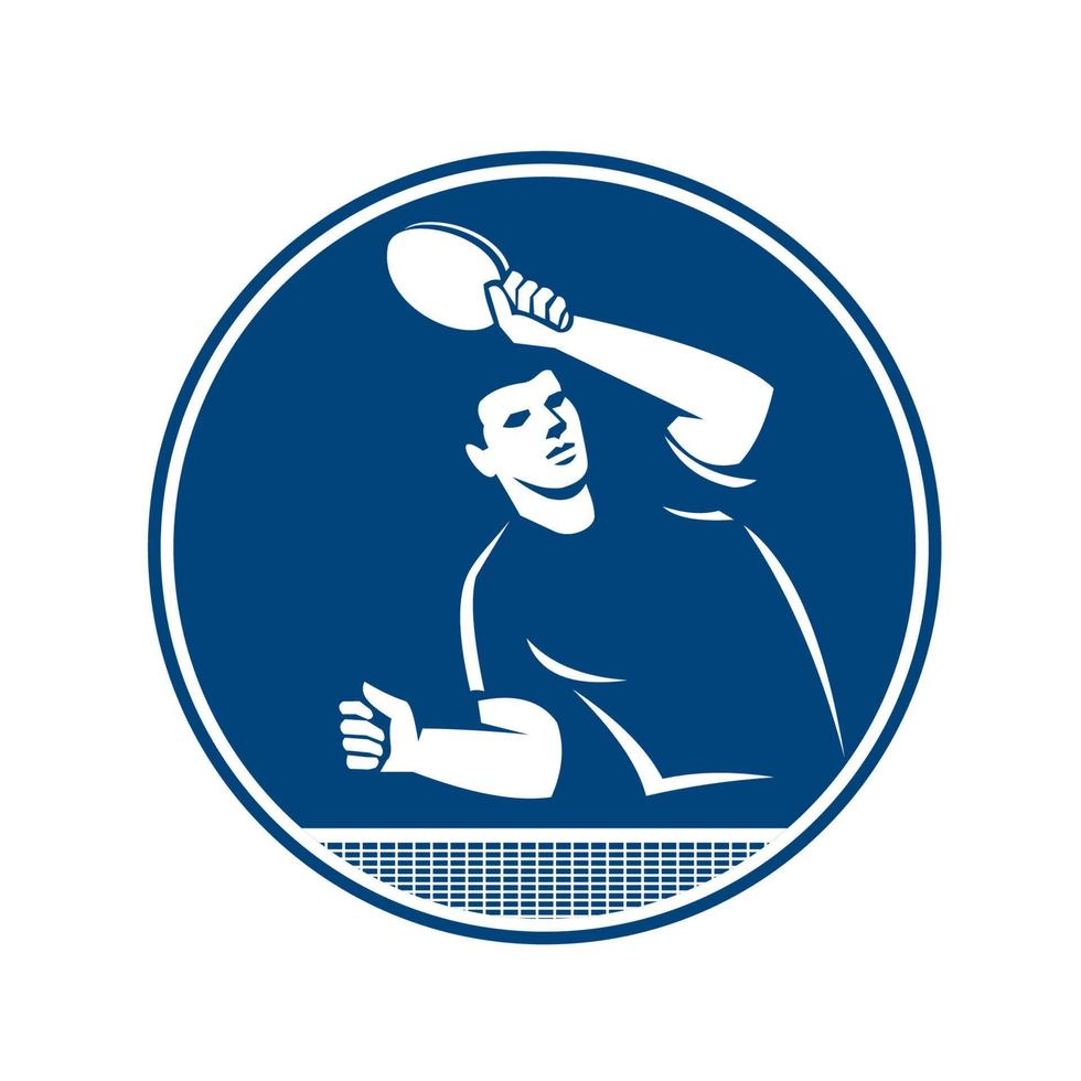 icono de círculo de servicio de jugador de tenis de mesa vector