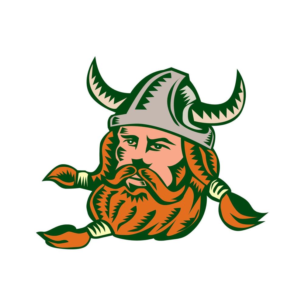 Viking Warrior Head Woodcut vector