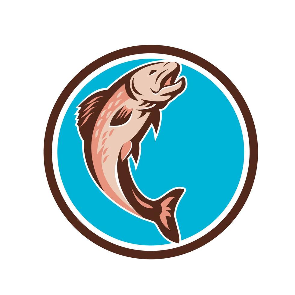 Trout Jumping Circle Retro vector