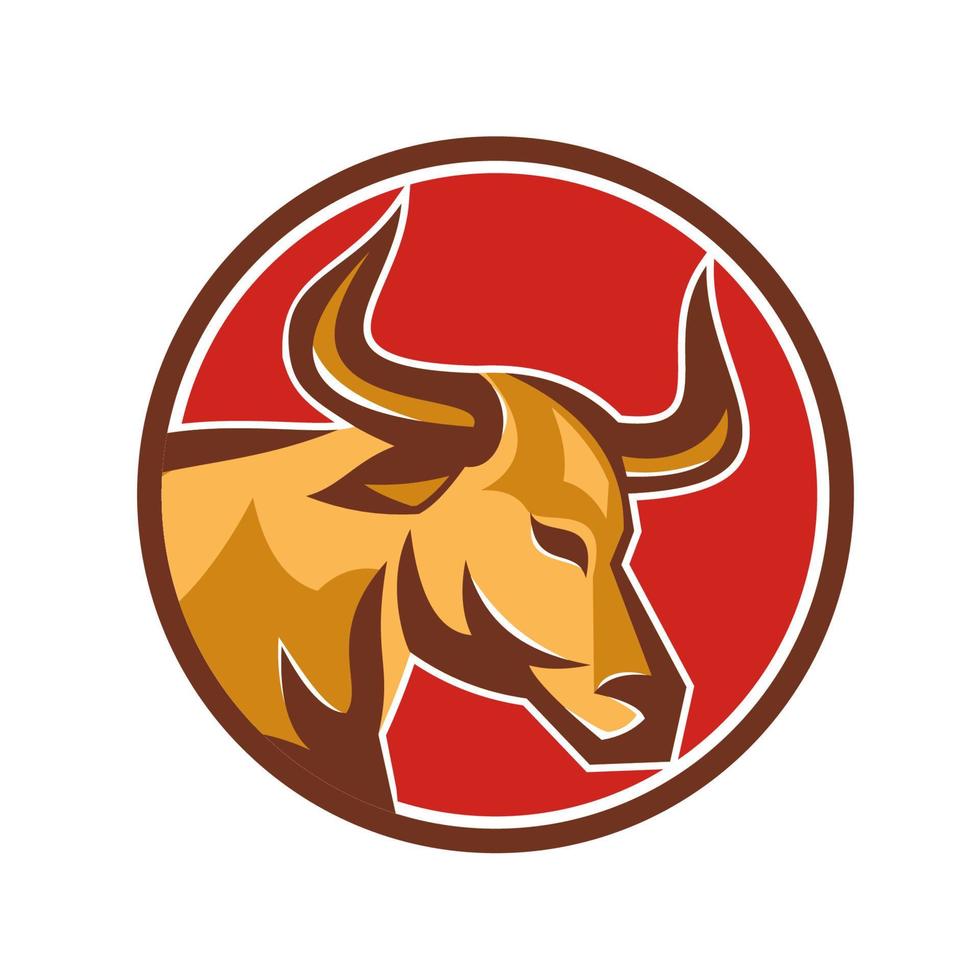 Texas Longhorn Bull Head Circle Retro vector