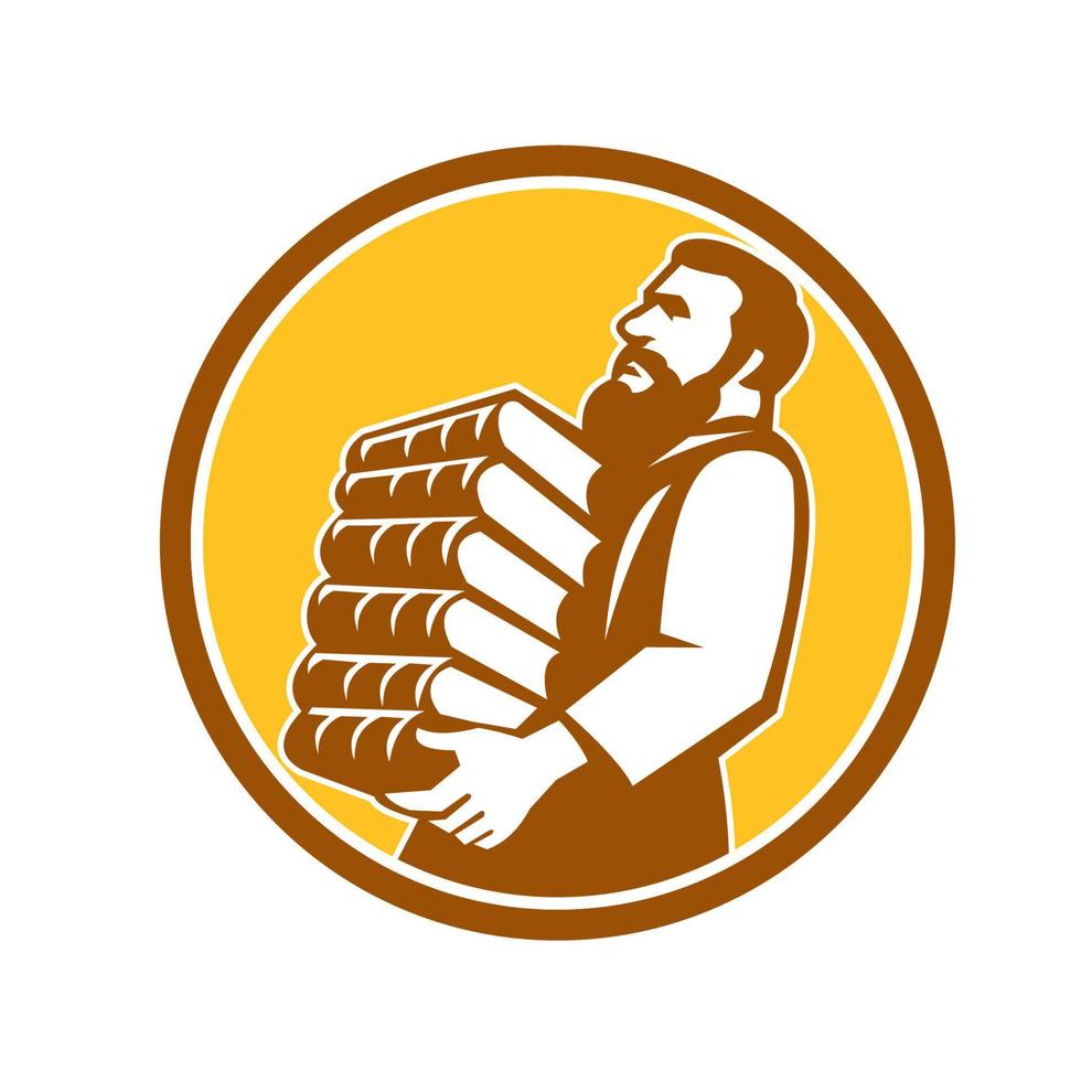 Saint Jerome Carrying Books Retro vector