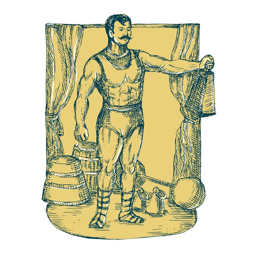 Strongman Lifting Weight Drawing vector