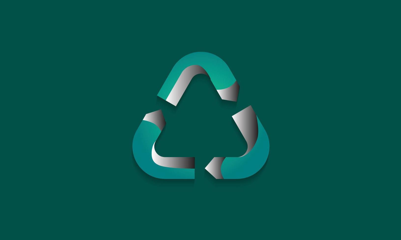 3d recycle logo vector green metal element
