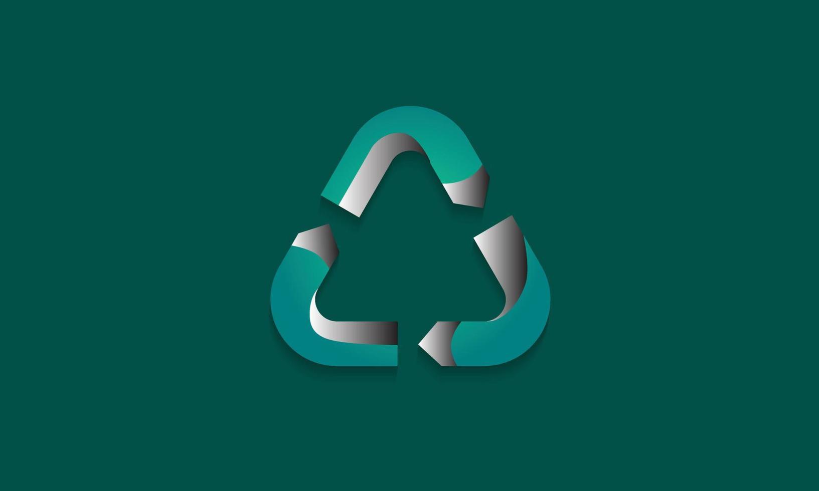 3d reciclar logo vector elemento de metal verde