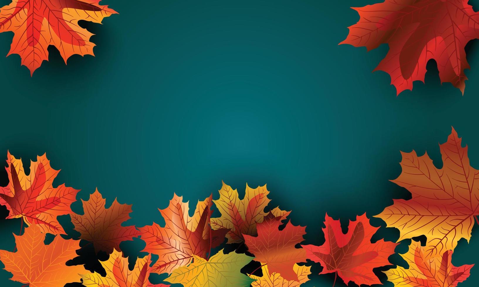 autumn leaf border background vector illustration