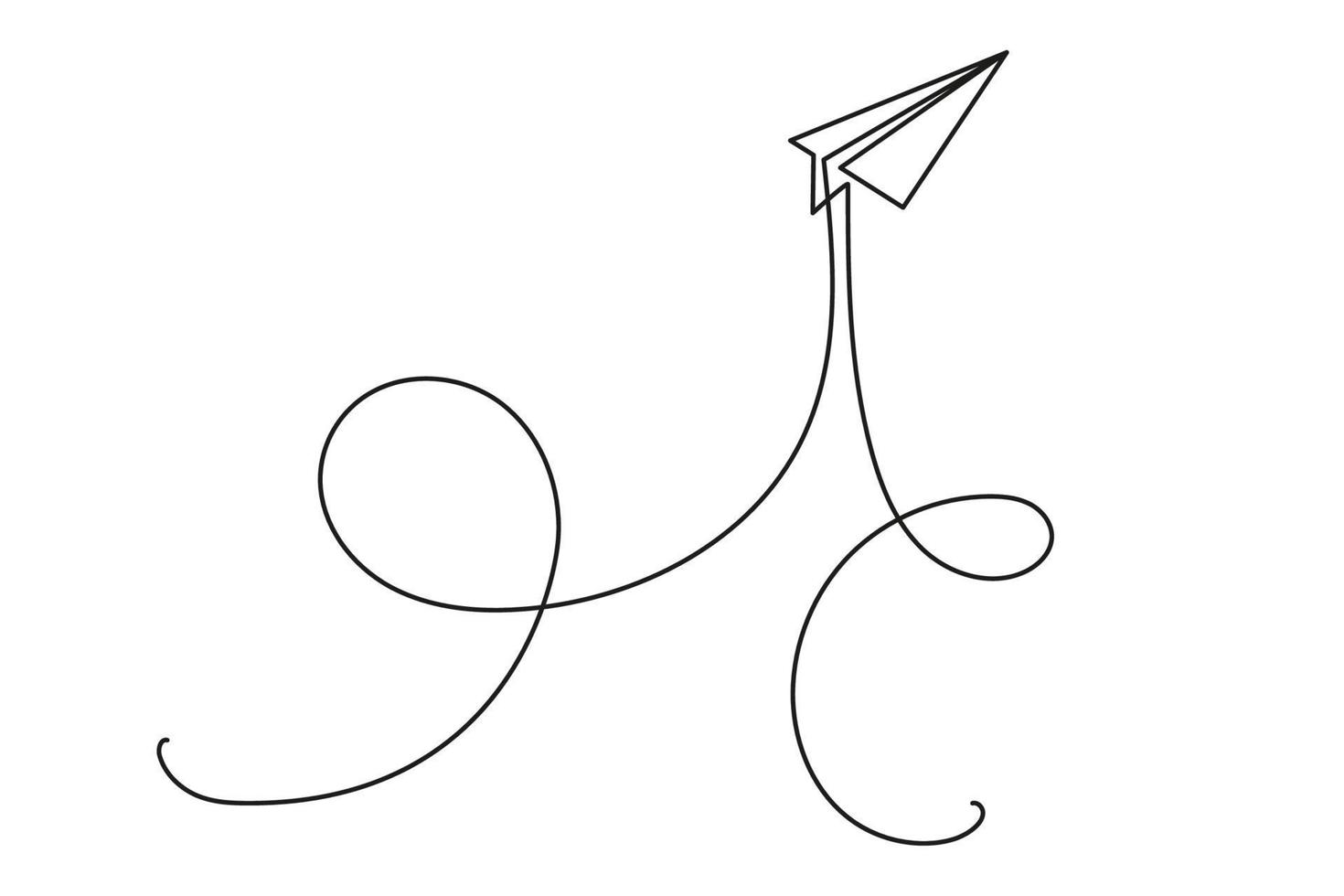 Paper plane continuous one line drawing vector