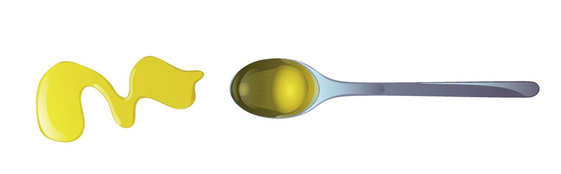 Spoon with olive olil vector