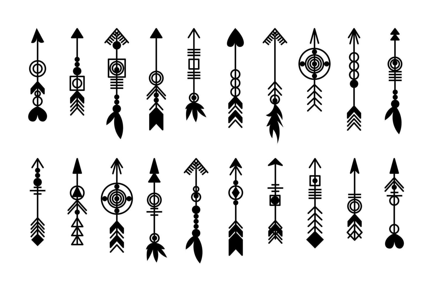 Tribal arrow set. vector