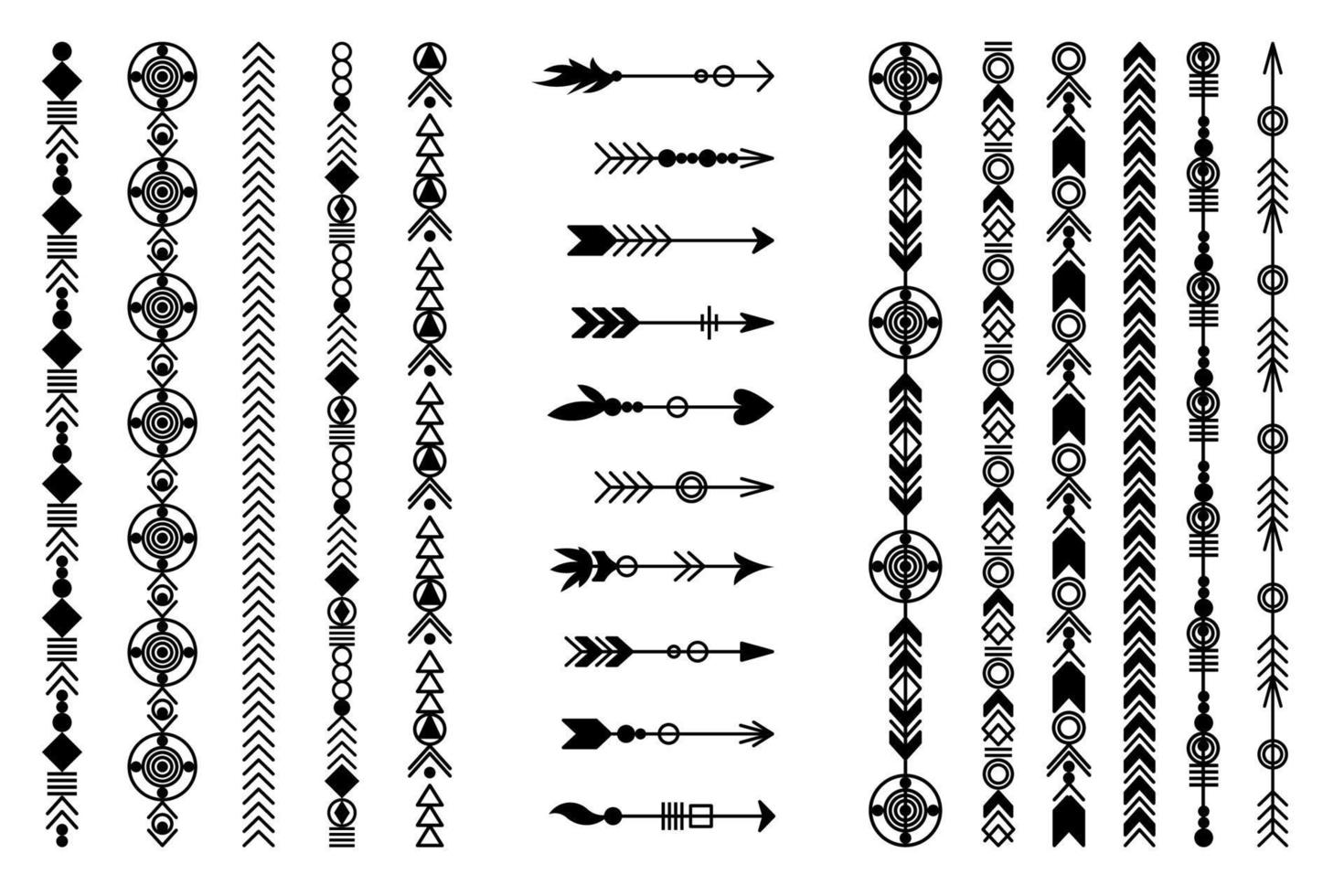 Tribal arrow set. vector