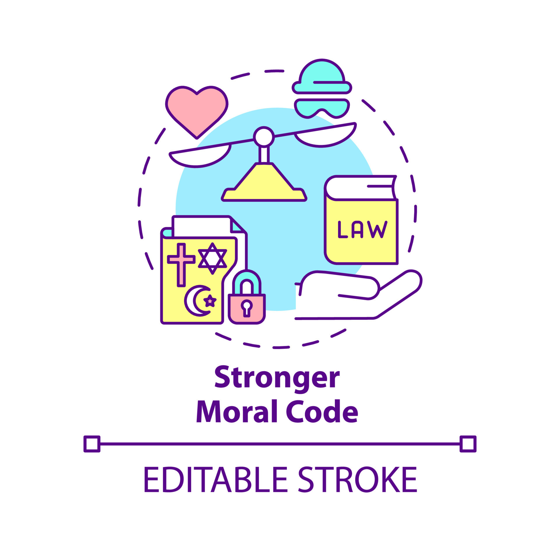 Stronger moral code concept icon. Set of norms. Social institutions