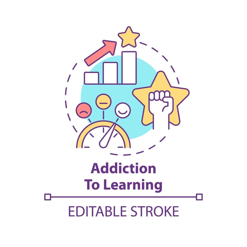 Addiction to learning concept icon. Benefit of gamification in education process abstract idea thin line illustration. Isolated outline drawing. Editable stroke. vector