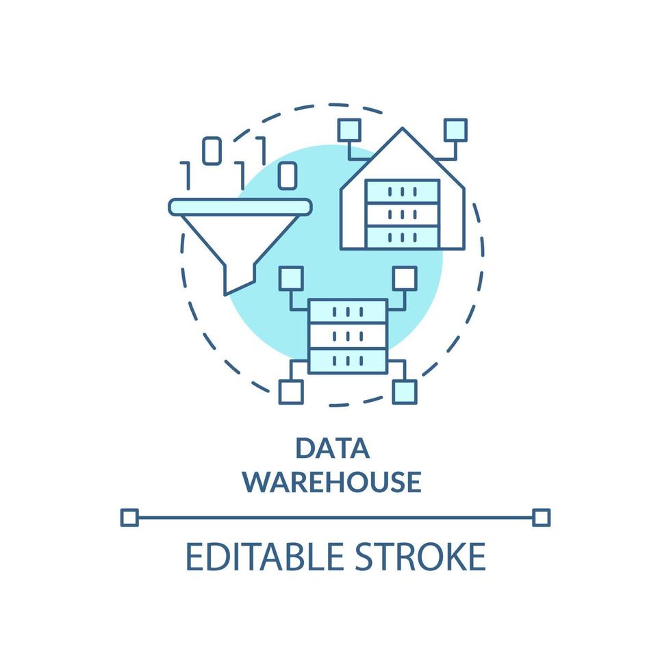 Data warehouse turquoise concept icon. Information repository abstract idea thin line illustration. Data management. Isolated outline drawing. Editable stroke. vector