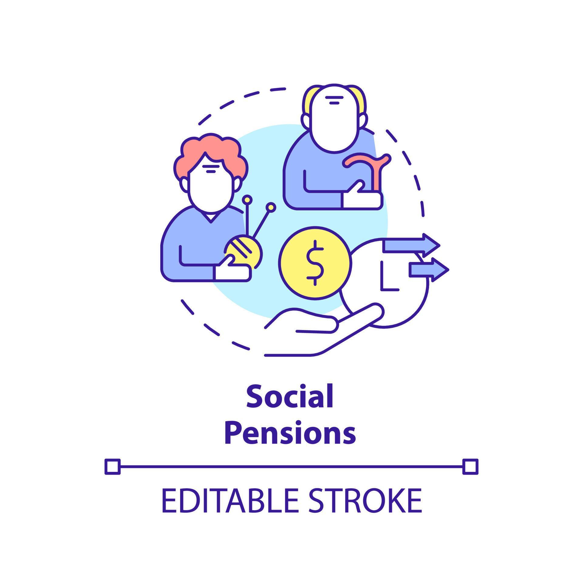Social pensions concept icon. Financial support. Work retirement
