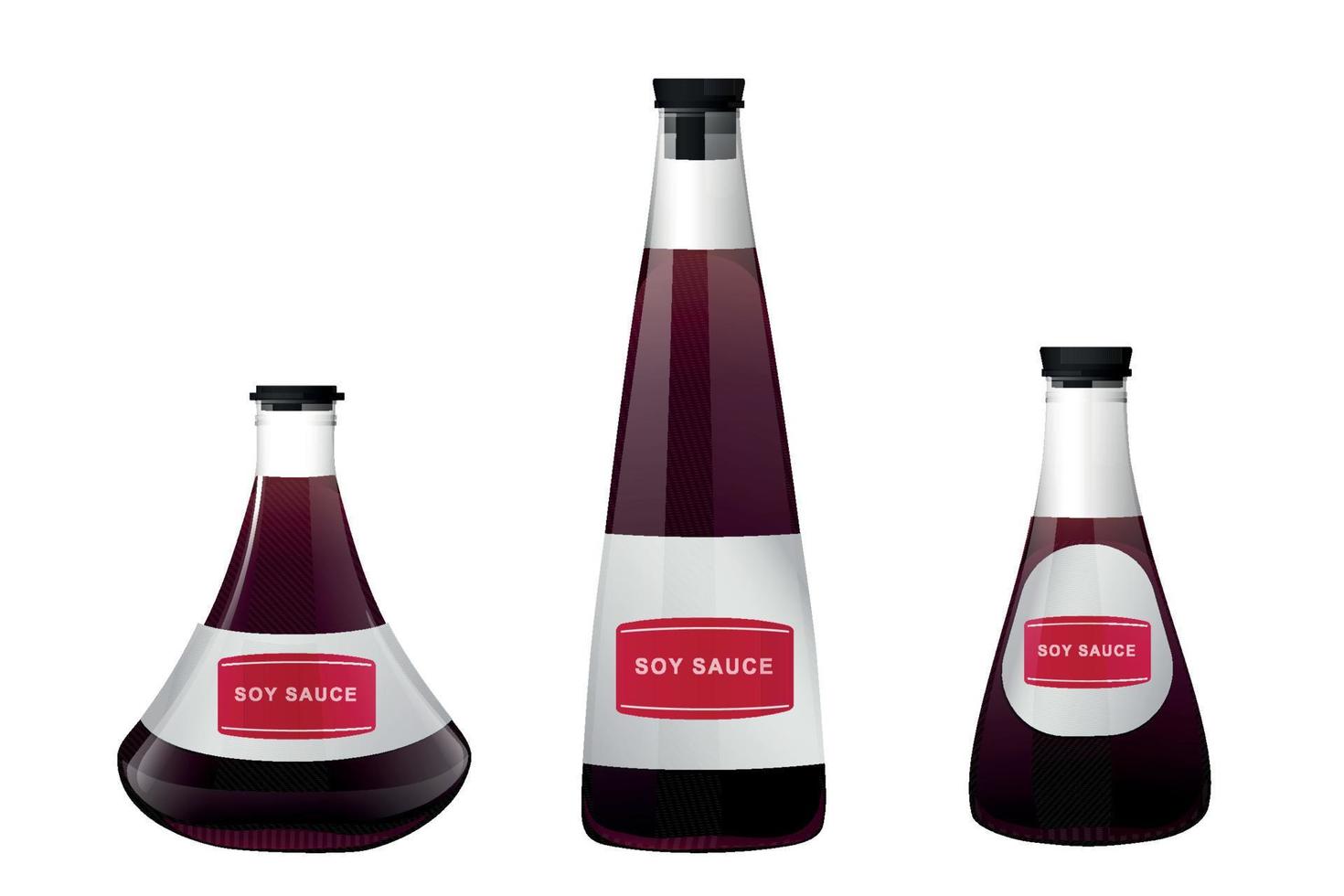 Soy asian sushi sauce in glass bottle. vector