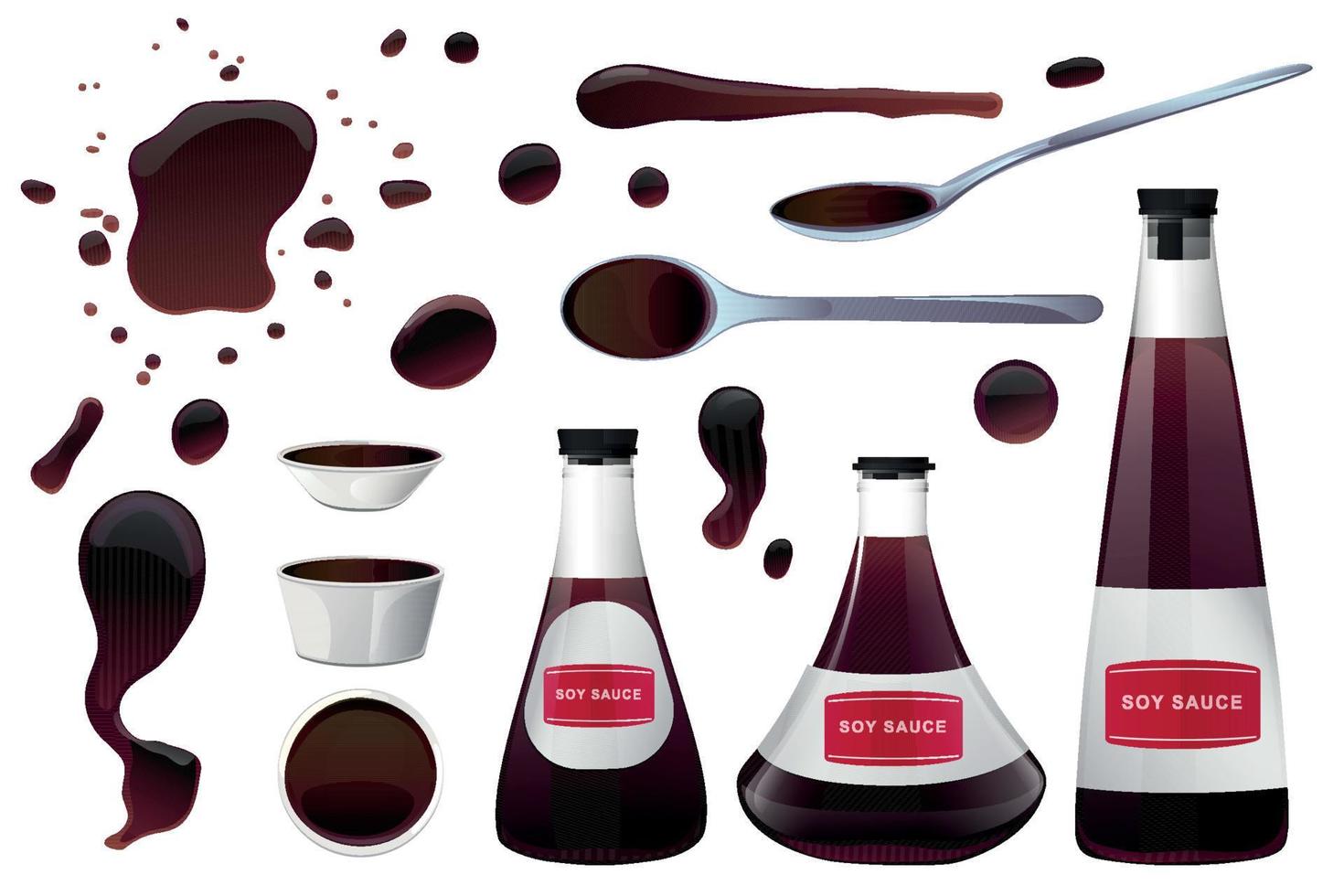 Soy asian sushi sauce set vector