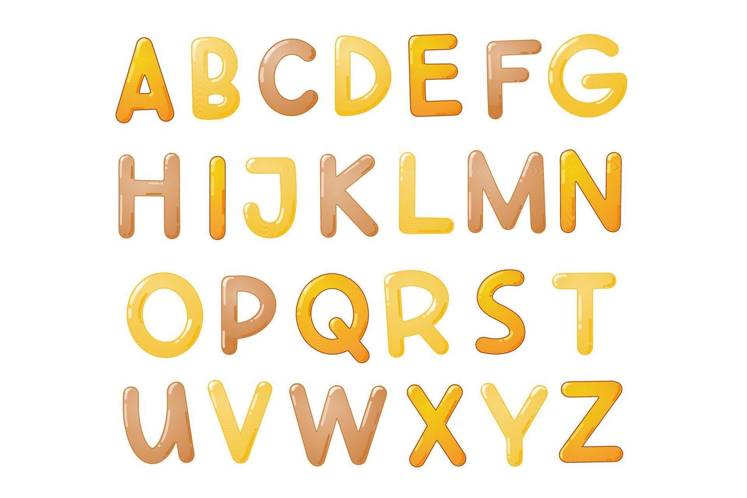 Colorful children font. Glossy kids alphabet in cartoon style. Vector typography for school, preschool and kindergarten design.