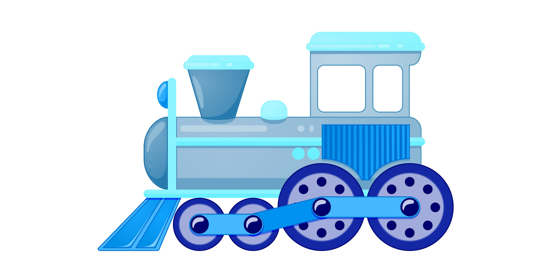 Kids train toy in cartoon style. Vector illustration isolated on white