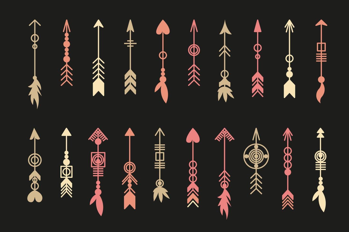 Tribal arrow set. vector