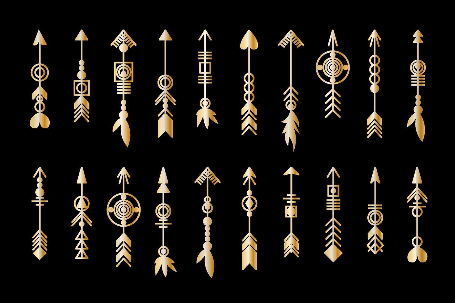 Set of gold arrow. vector