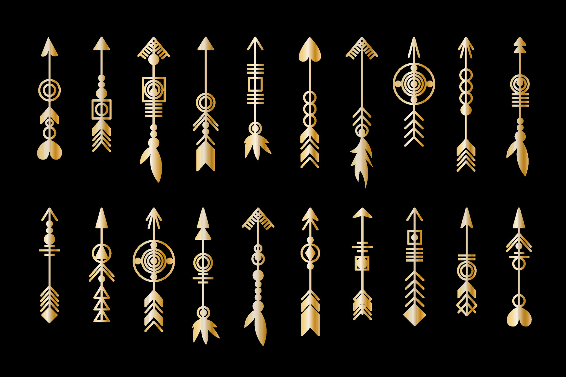 Set of gold arrow. 12725902 Vector Art at Vecteezy