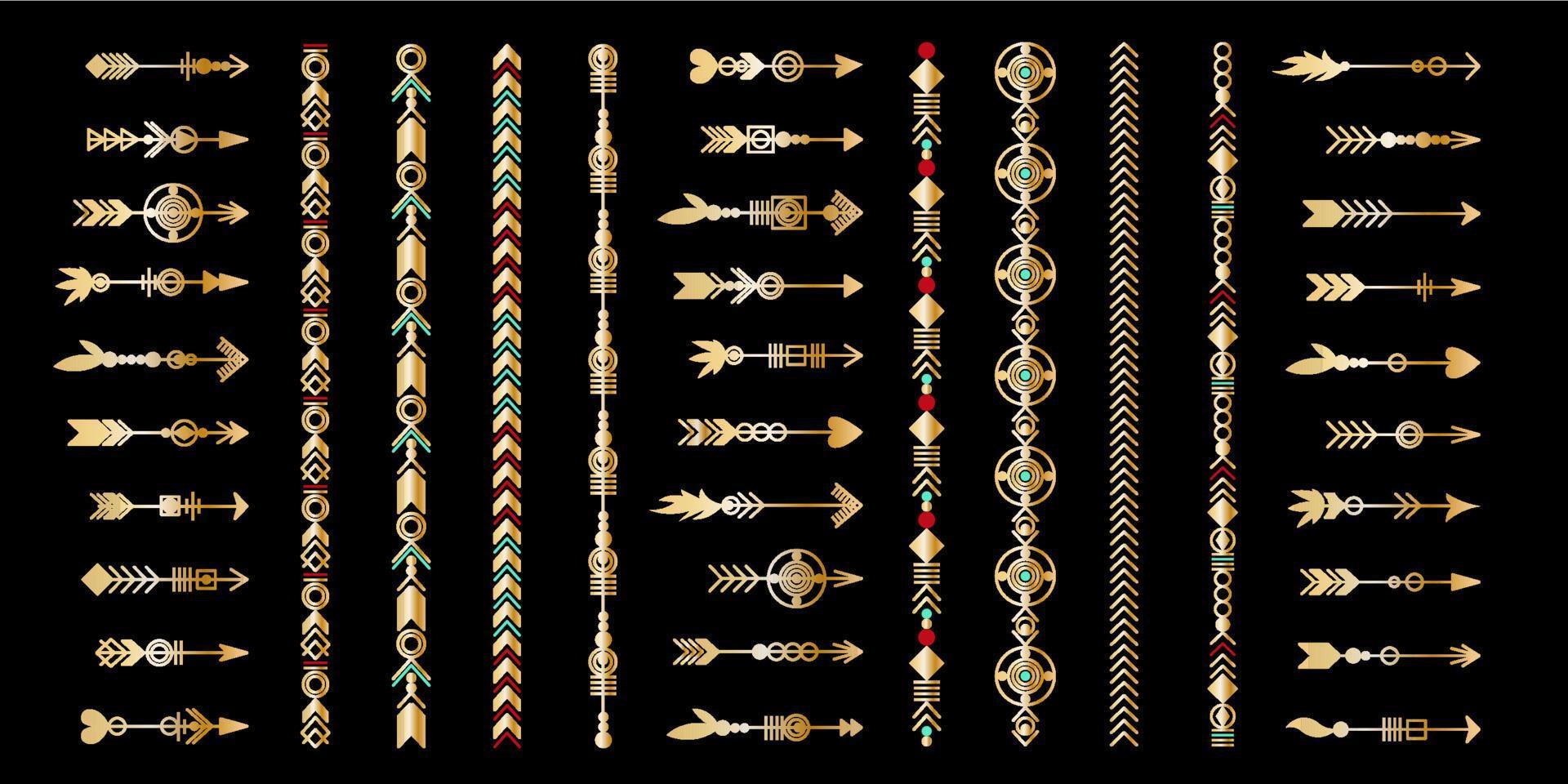 Set of gold arrow. vector