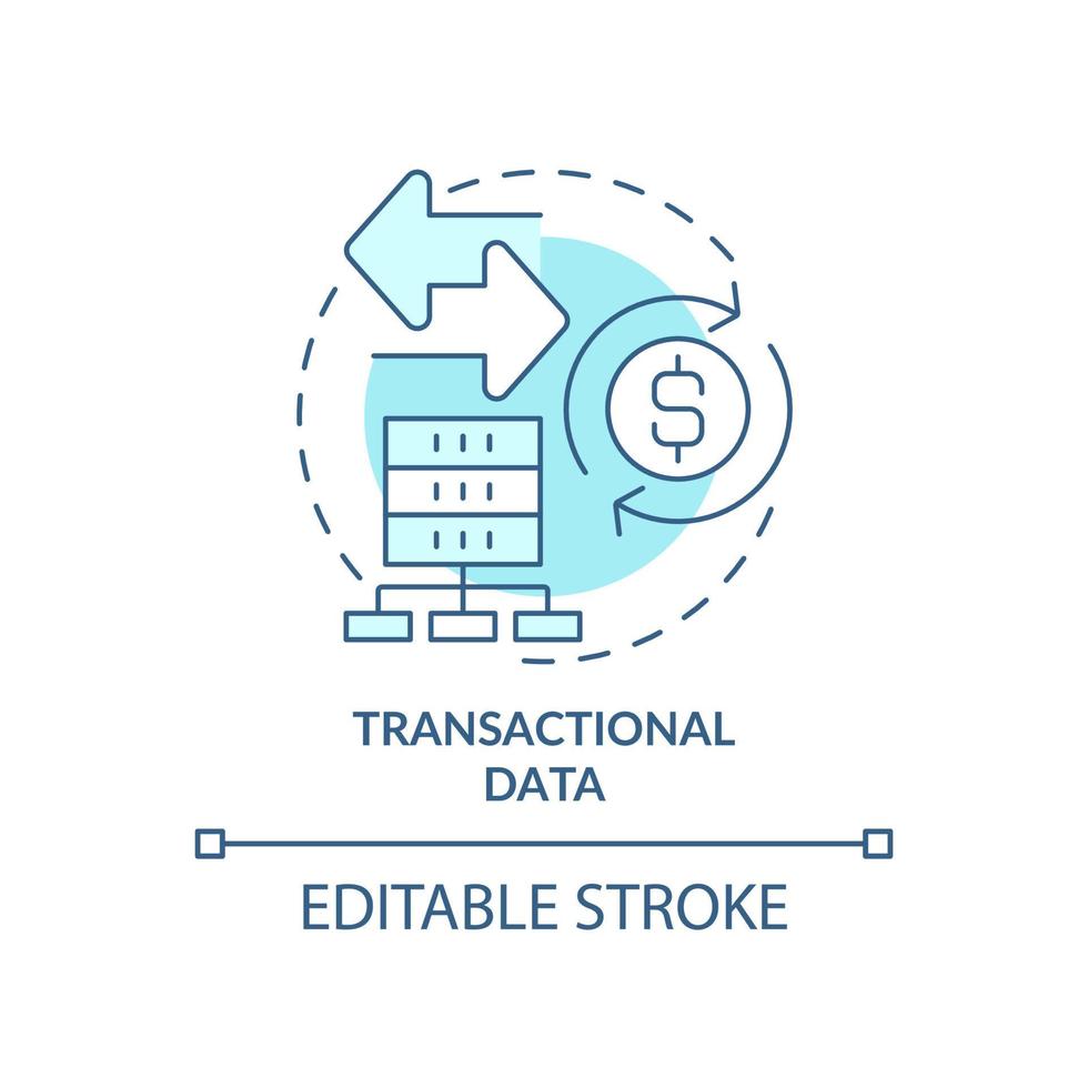 Transactional data turquoise concept icon. Collecting accounting records abstract idea thin line illustration. Isolated outline drawing. Editable stroke. vector