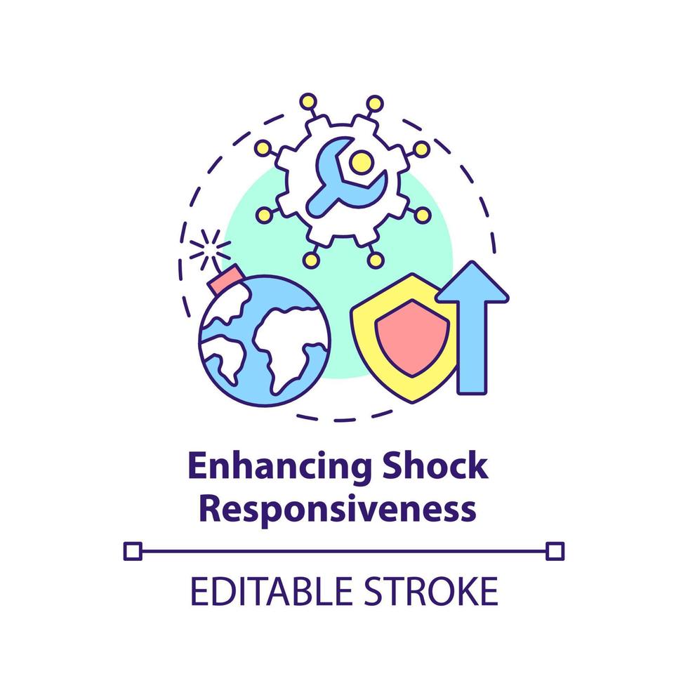 Enhancing shock responsiveness concept icon. Social protection activity abstract idea thin line illustration. Isolated outline drawing. Editable stroke. vector