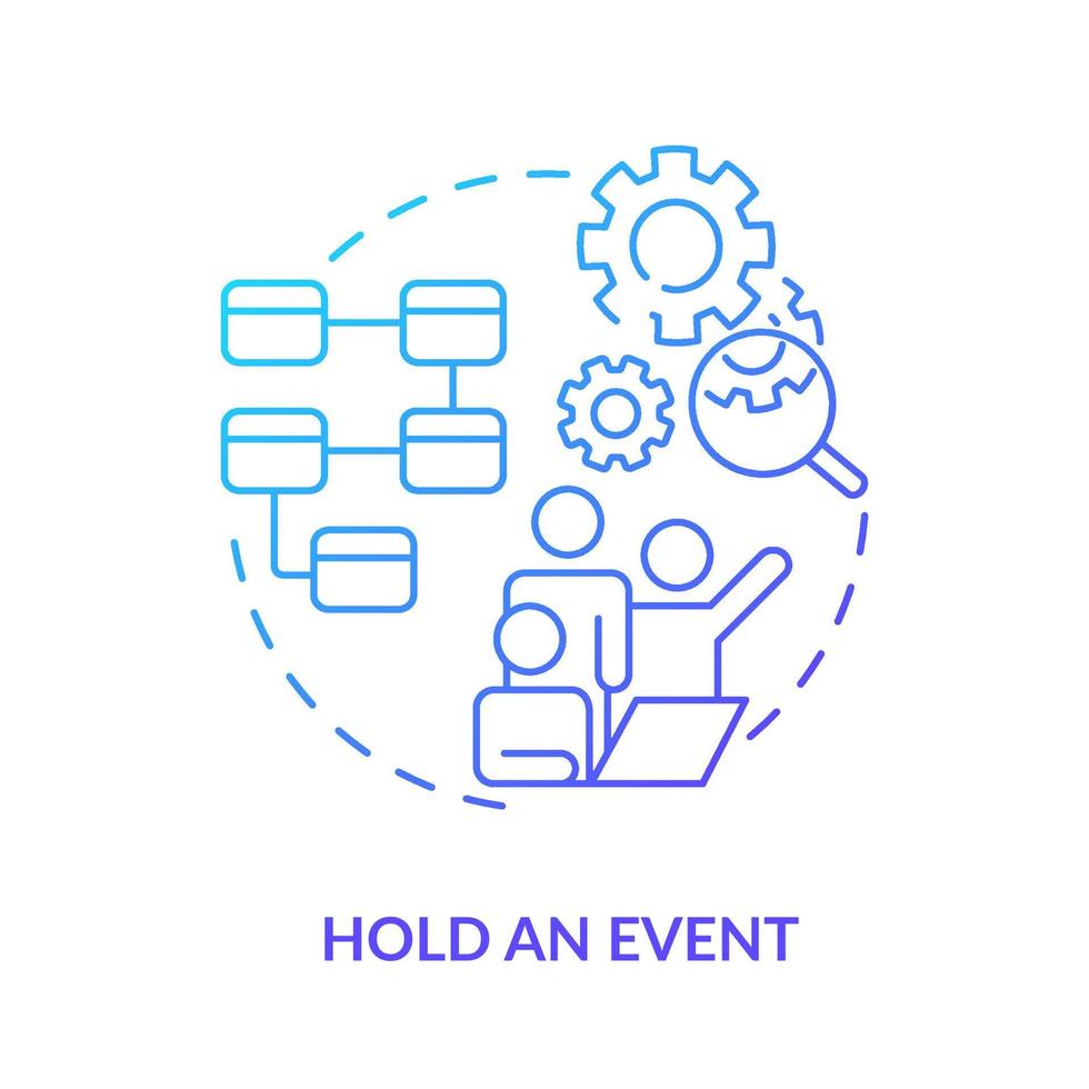 Hold event blue gradient icon. Team project. Machine industry. Value stream mapping best practice abstract idea thin line illustration. Isolated outline drawing. vector