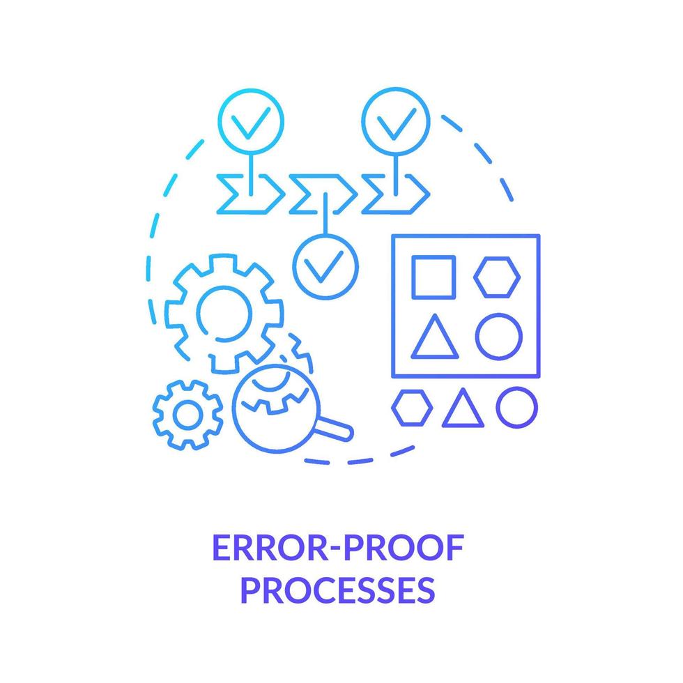 Error proof processes blue gradient icon. Prevent fails. Machine industry. Lean manufacturing principle abstract idea thin line illustration. Isolated outline drawing. vector