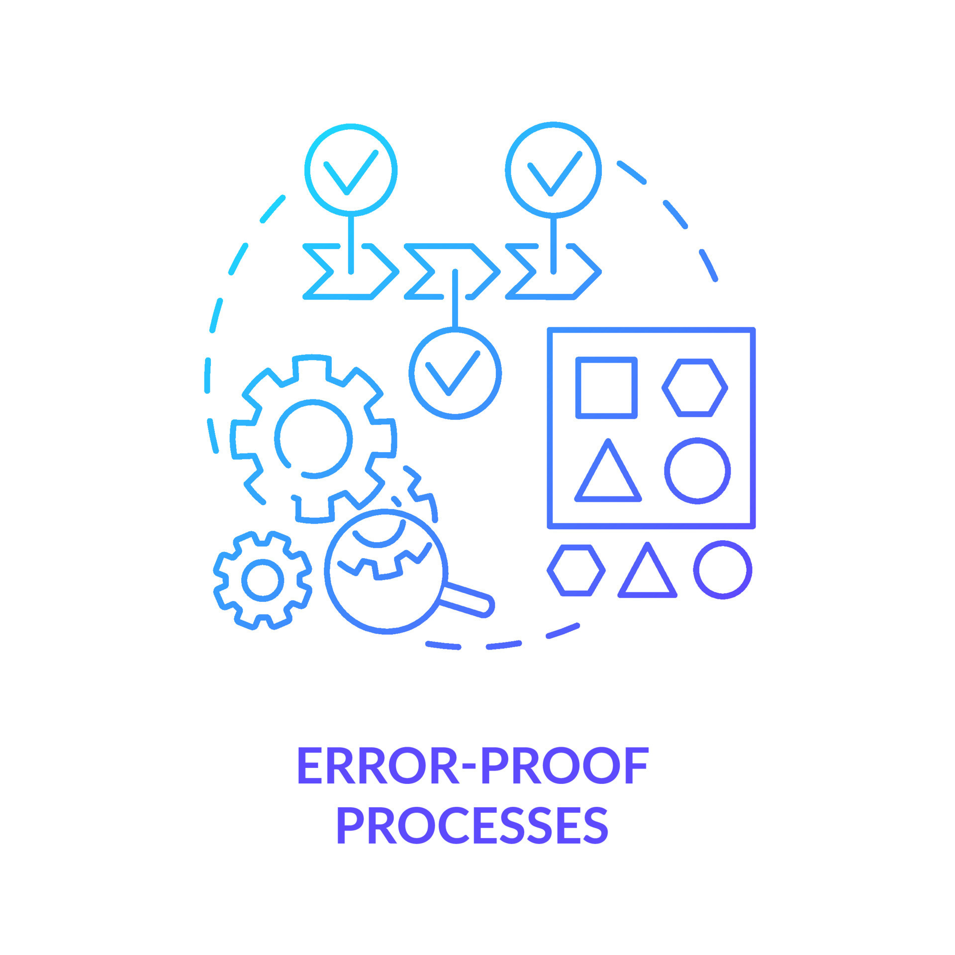 Error proof processes blue gradient icon. Prevent fails. Machine
