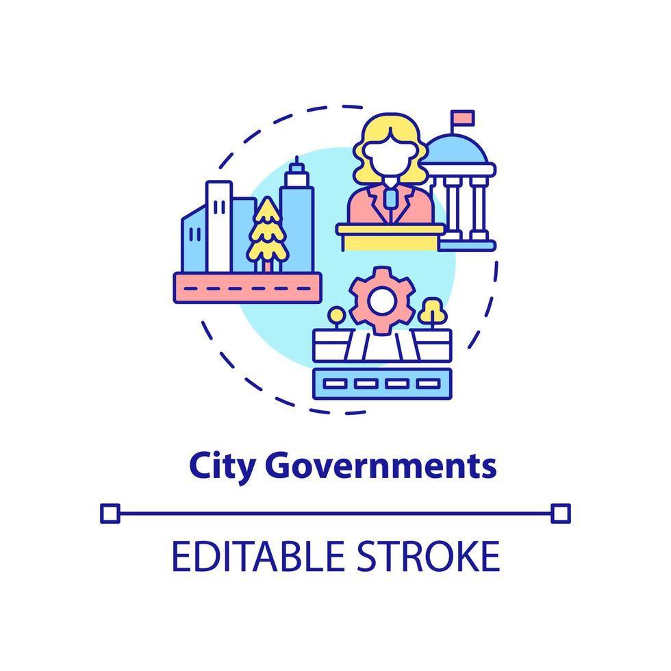 City governments concept icon. Municipal government. Institution example abstract idea thin line illustration. Isolated outline drawing. Editable stroke. vector