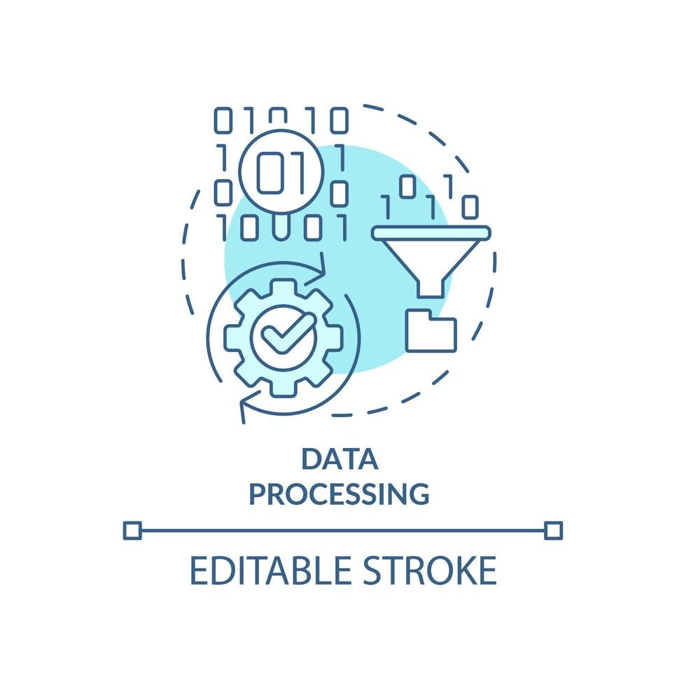 Data processing turquoise concept icon. Big data manipulation abstract ...